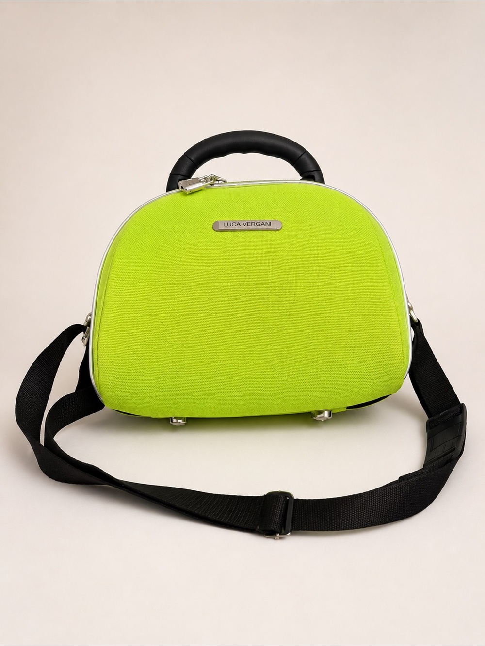 Luca Vergani Lime Green Travel Cosmetic Makeup Case w/ Strap